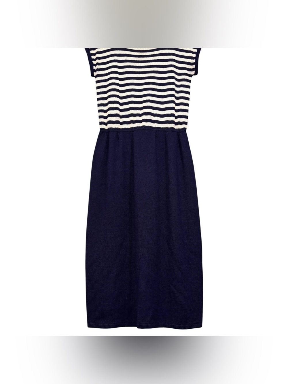 St John by Marie Gray Vintage Striped Navy Blue Knit Midi Dress Size 6 - Picture 3 of 14